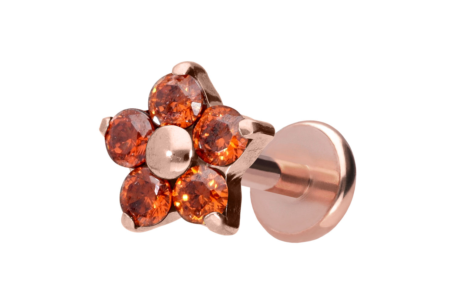 Titan Labret Piercing mit Push Fit KRISTALLBLUME